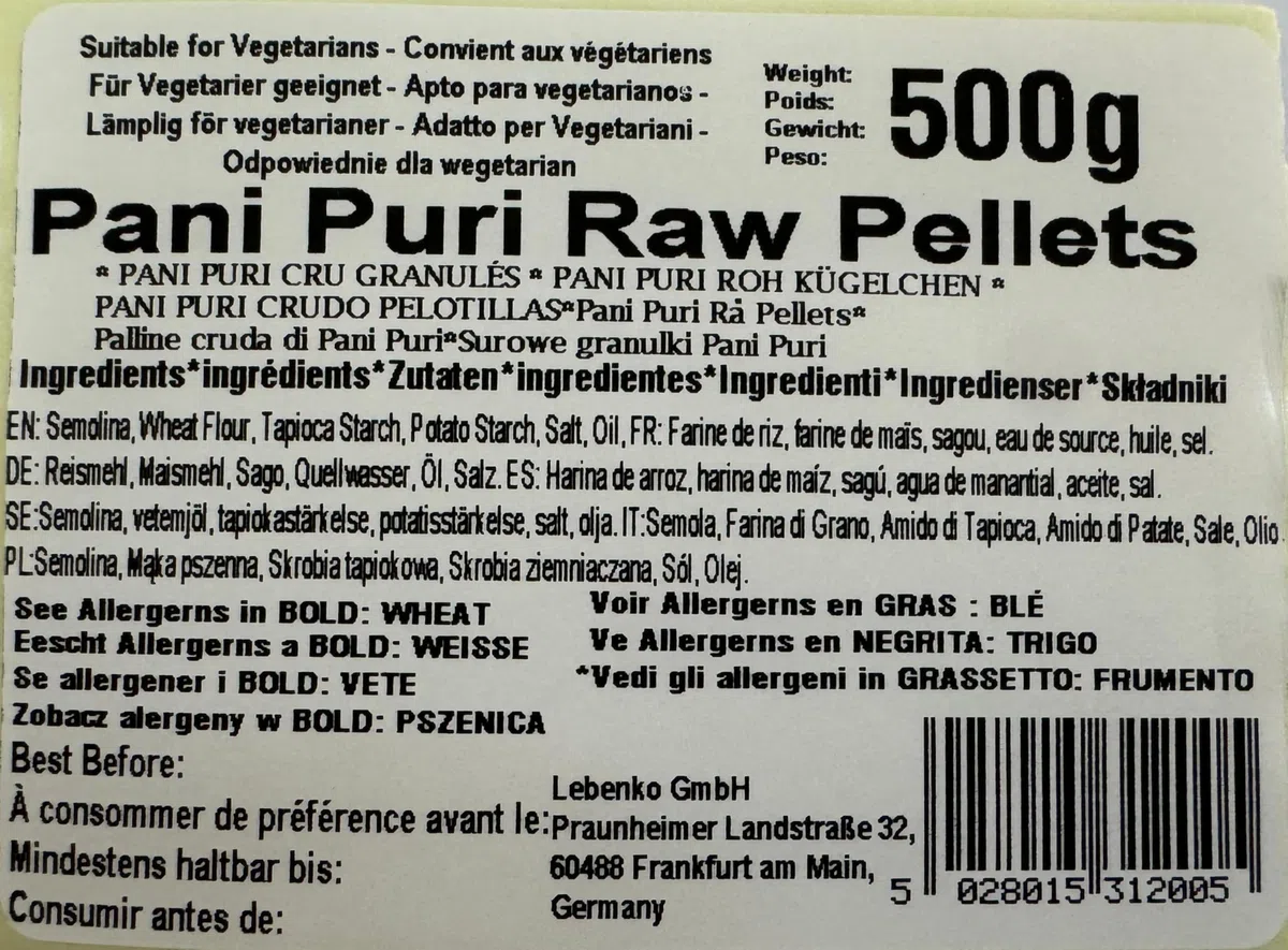 JCR Pani Puri Pellet 500g