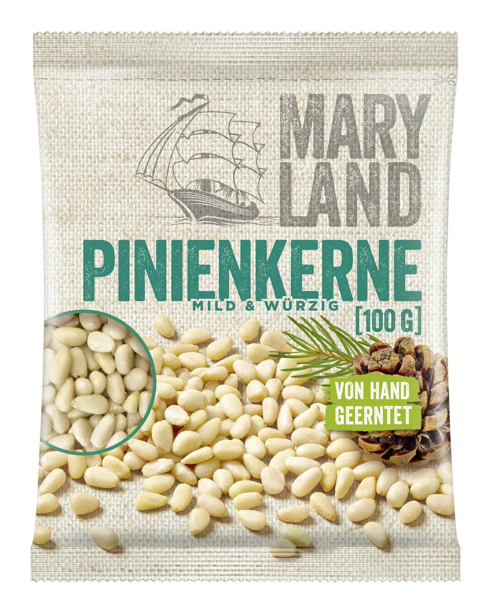 Maryland Pinienkerne 100g Beutel 16er Pack – Pinienkerne naturbelassen, vegan, frei von künstlichen Aromen, ohne Zusatzstoffe – Im kompakten Format genießen (16 x 100g)