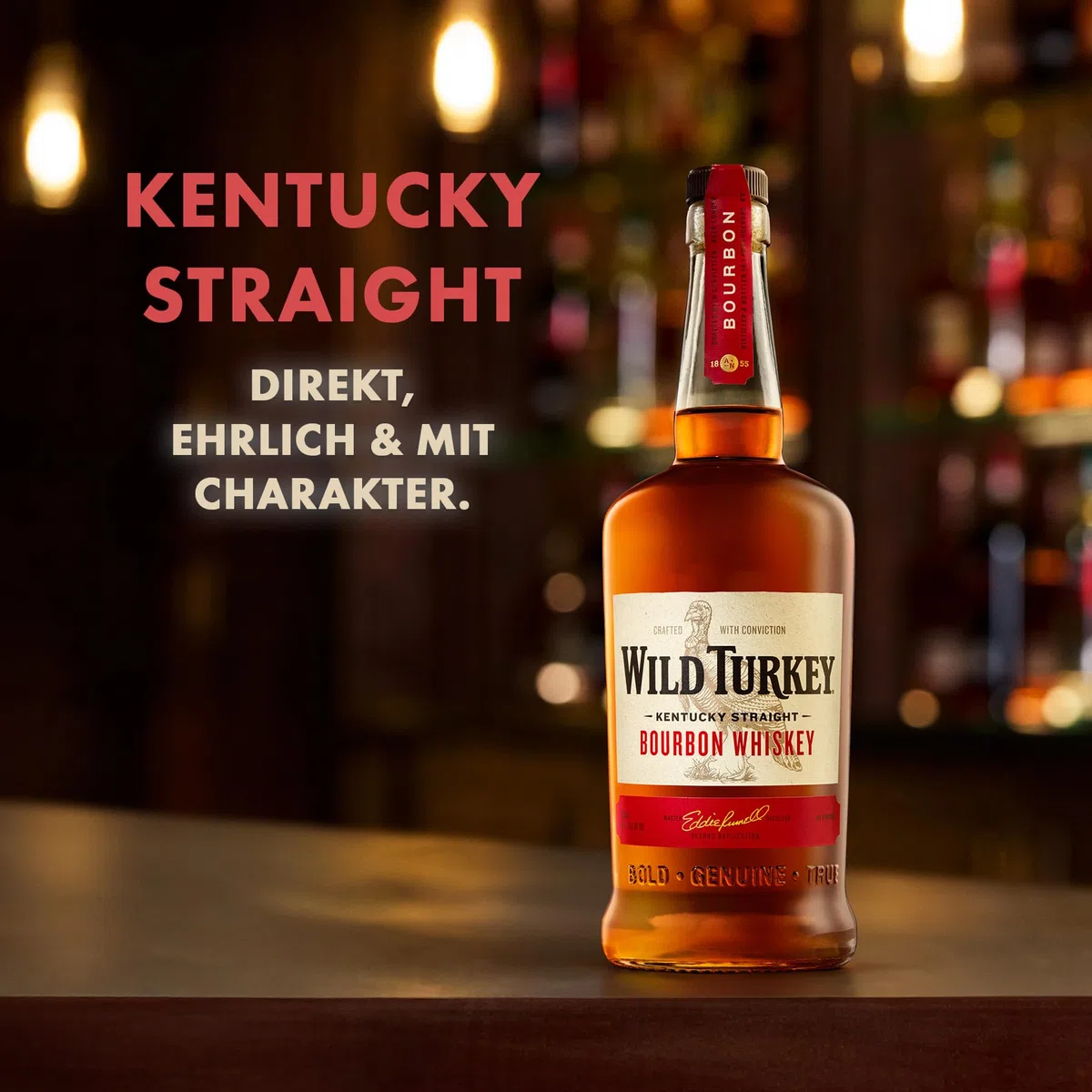 Wild Turkey Kentucky Straight Bourbon Whiskey - charaktervoller Whiskey - ideal für Cocktails - 40,5% Vol. Alkohol - 1 x 0,7 l