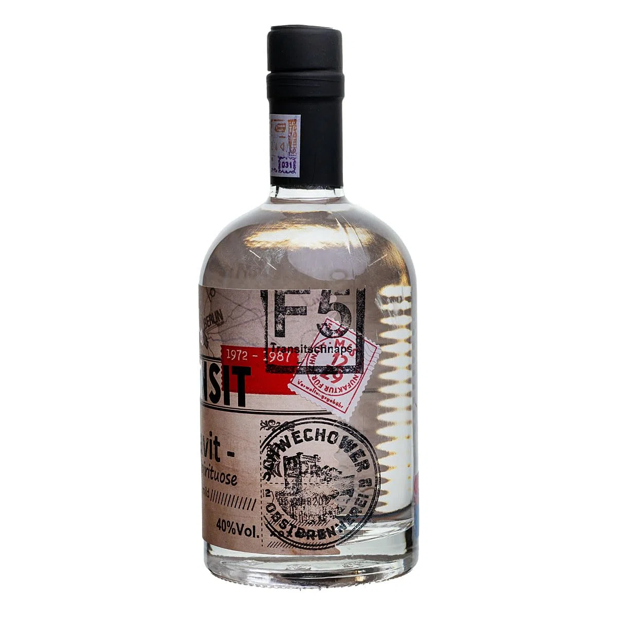 Aquavit 0.5l (40% Vol) No. 5574 - Akvavit DDR-Edition | F5 Transit | Schwechower Brennerei (1229)