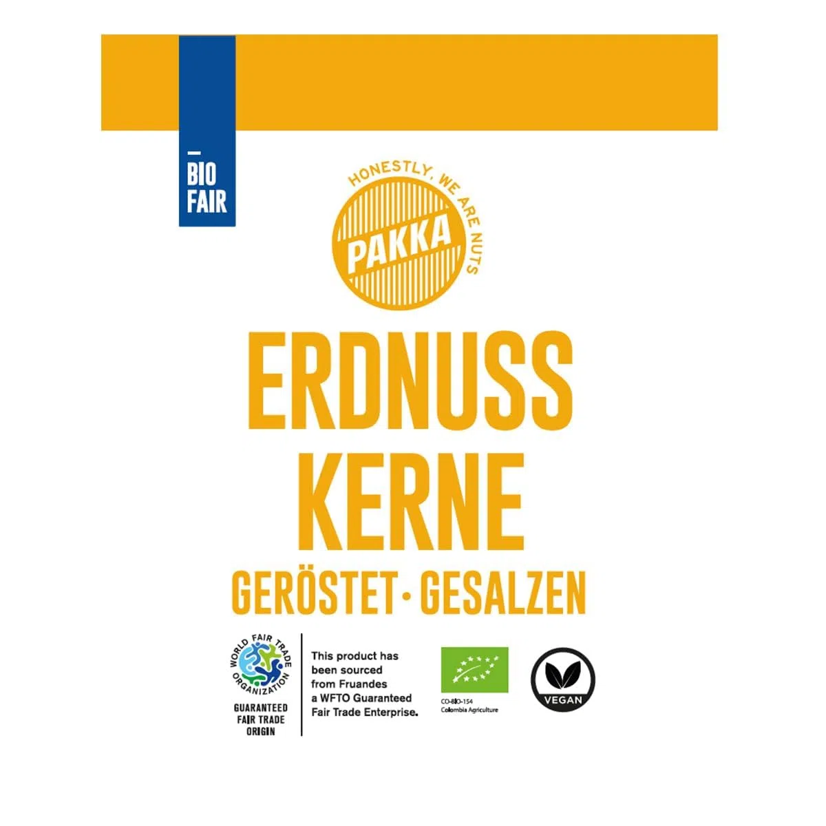 PAKKA - köstlich aromatische Premium Bio Fair Trade Erdnusskerne geröstet gesalzen 1kg, Öko geröstetet Erdnüsse direkt hergestellt und abgefüllt vom Produzenten in Kolumbien, vegan 1000g
