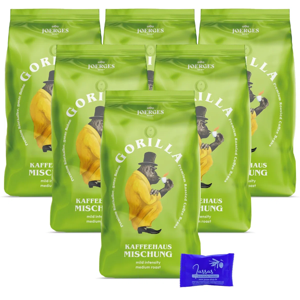 Gorilla Kaffeehaus Mischung 6x 1000g Joerges + Jassas Gebäck | Gorilla Kaffee | Gorilla Kaffeehausmischung