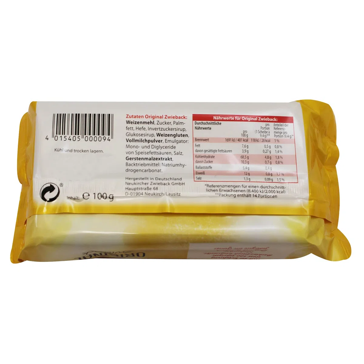 14er Sparpack Original Neukircher Zwieback (14 x 100 g) herzhaft & knusprig leicht verdaulich vollmundiger Geschmack