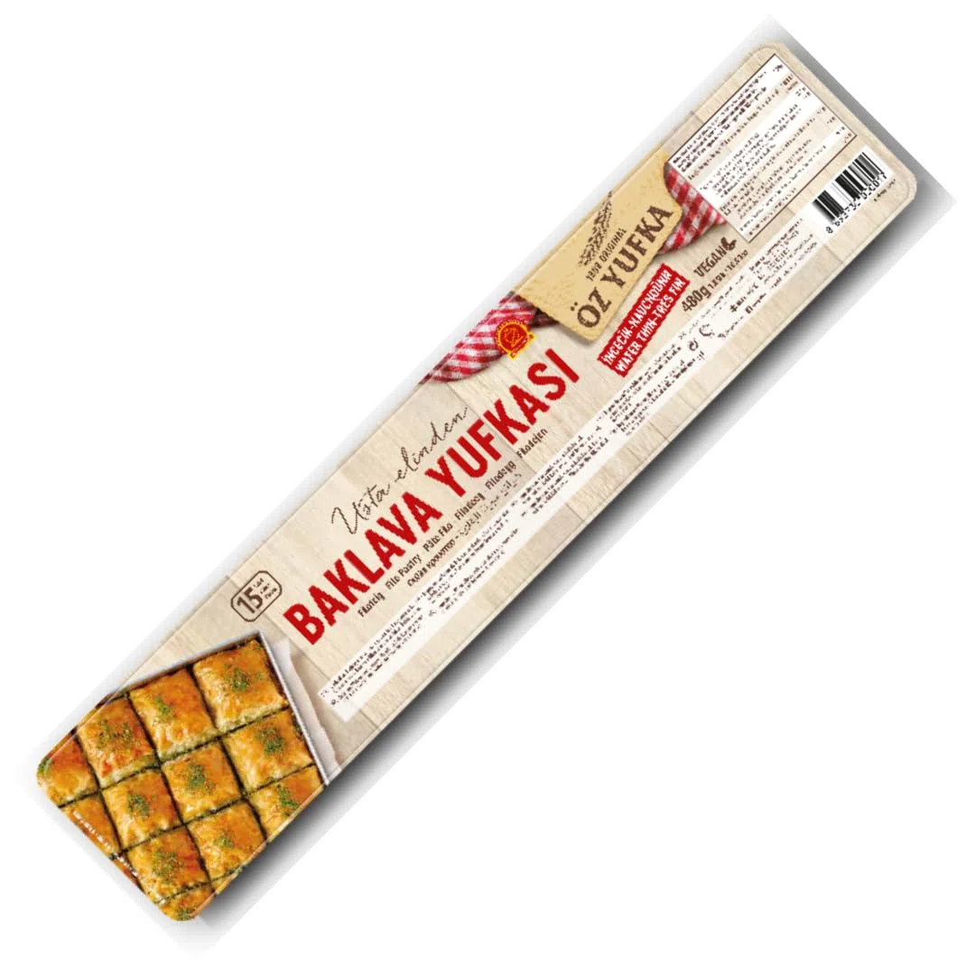 Öz Yufka Filo-Teigblätter für Baklava Teigblätter Täglich frischer Teig - Frisches Gebäck, Filoteig 480 Gramm, 2 Er