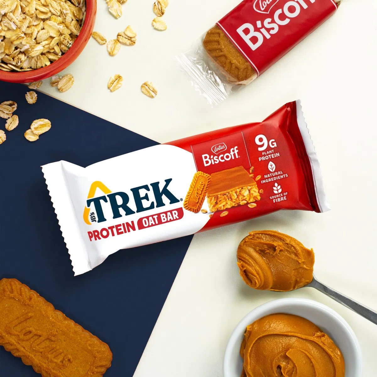 JB's TREK Protein Haferriegel | Biscoff | Pflanzliches Protein | Vegan | 16 x 50g Riegel | 800g