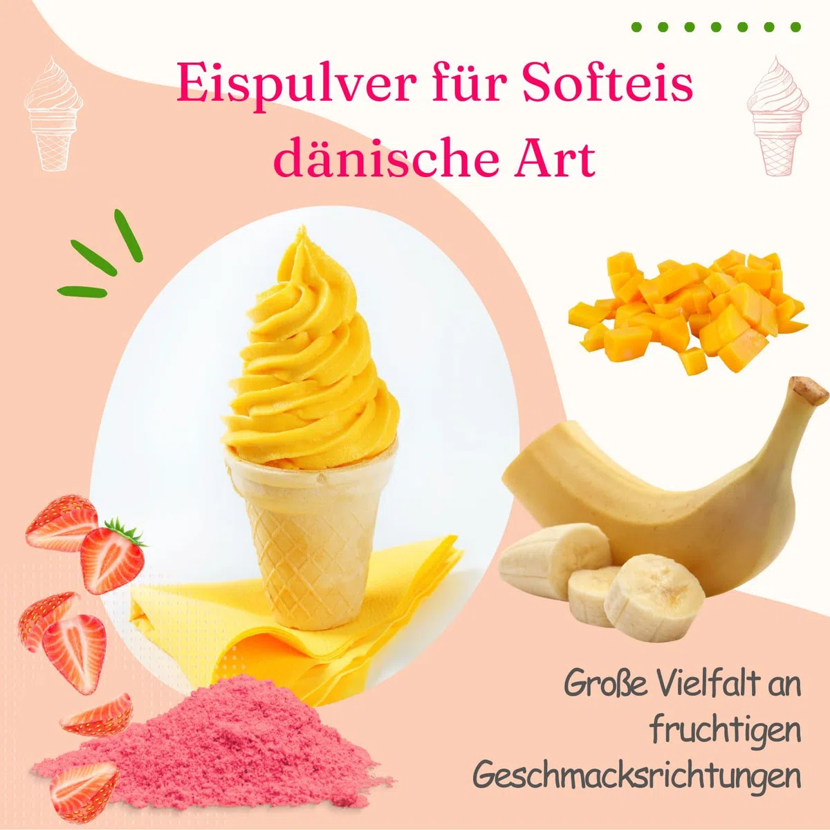 Gino Gelati Schoko Dänisches Softeis Pulver, verschieden Variante, Made in Germany, schnelle und einfache Zubereitung, Herstellung mit oder ohne Eismaschine möglich (333 g, Schoko)