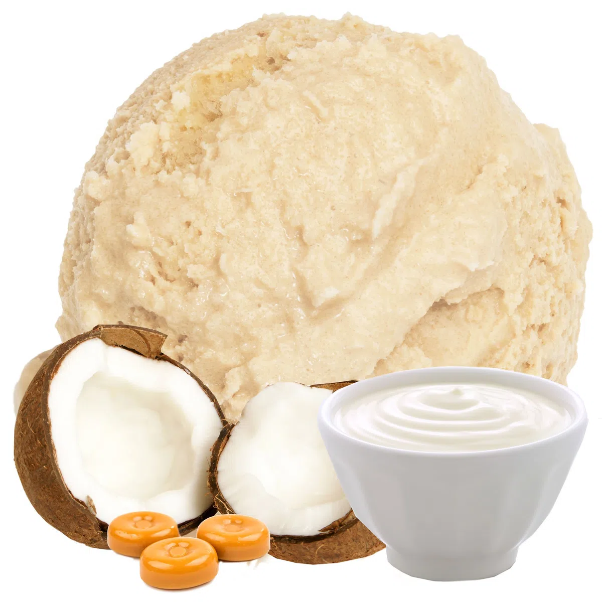Joghurt Toffee Kokos Geschmack Eispulver VEGAN - OHNE ZUCKER - LAKTOSEFREI - GLUTENFREI - FETTARM, auch für Diabetiker Milcheis Softeispulver Speiseeispulver Gino Gelati (Joghurt Toffee Kokos, 333 g)
