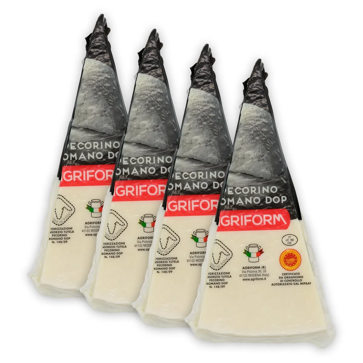 AGRIFORM PECORINO ROMANO DOP 4x 200g Stück | italienischer Schafskäse | Hartkäse | formaggio-pecorino-tradizionale | würzig leicht-pikant | passend für Pizza Pasta Risotto Ciabatta
