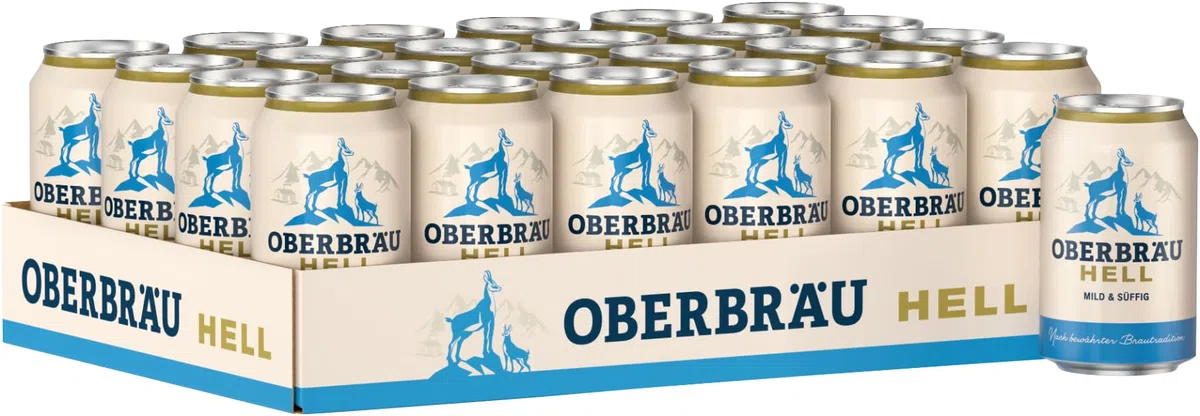 Oberbräu Hell, mild süffiges Helles Bier aus Bayern, Dosenbier EINWEG (24 x 0.33 L)