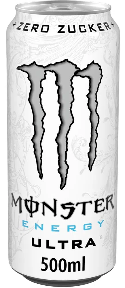 Monster Energy Ultra White - koffeinhaltiger Energy Drink mit sanftem Zitrus-Geschmack - ohne Zucker und ohne Kalorien - in praktischen Einweg Dosen (12 x 500 ml)