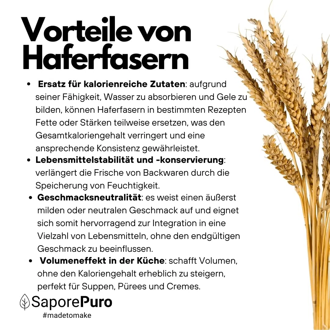 SaporePuro Haferfaser 1 kg - Glutenfrei - Natürliche Ballaststoffquelle