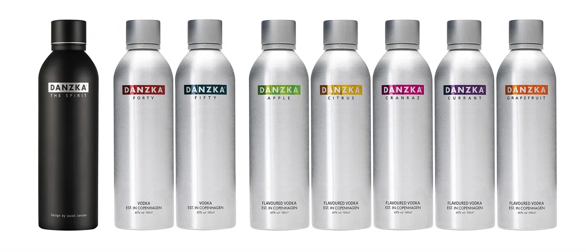 DANZKA Cranraz – 1 L Premium Vodka mit 40% vol. – Aluminiumflasche im Skandinavisches Design est. in Copenhagen