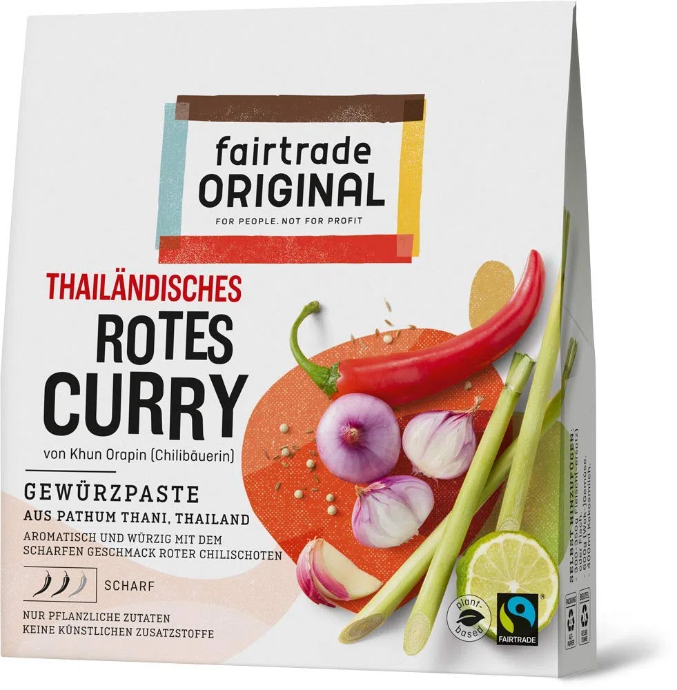 fairtrade ORIGINAL Rote Curry Paste Thailändisch 6 x 70g Set Gewürzpaste ohne künstliche Zusätze für asiatische Gerichte & würzig scharfe Speisen 420g