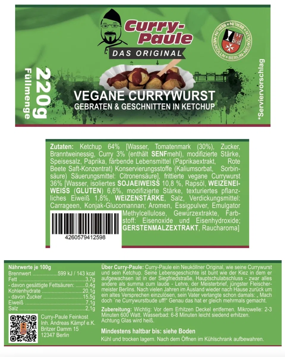 6x Vegane Currywurst im Glas in Original Gewürzketchup von Curry-Paule +++ VEGAN +++ 6 er Pack (6x220g) - Fertiggericht super lecker - nur erwärmen & genießen