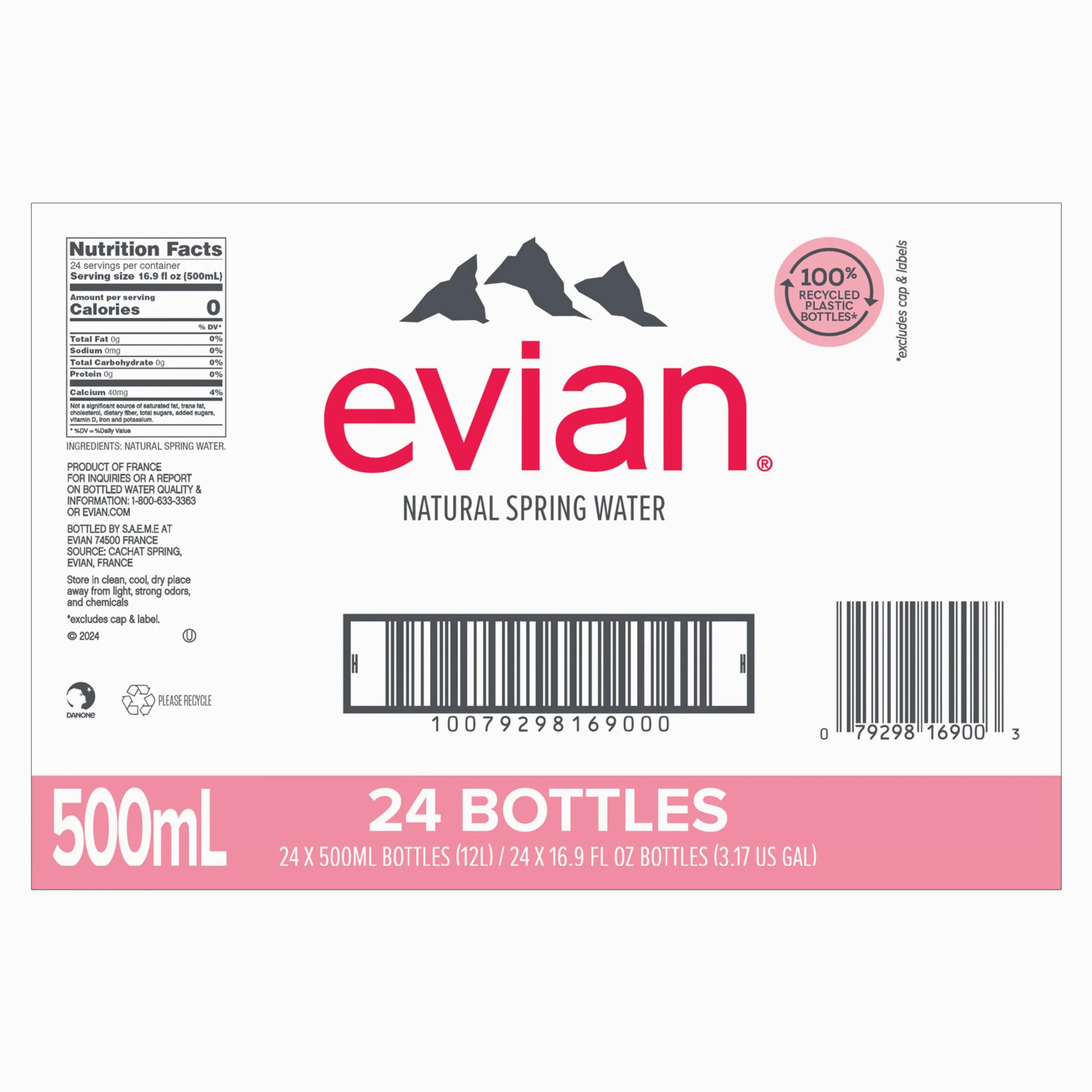 Evian - Mineral Water 500Ml (Case Of 24) , 500 Ml (24Er Pack)