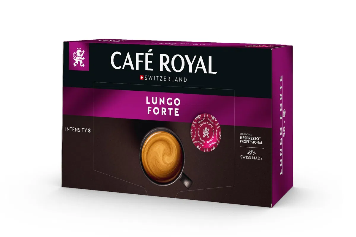 Café Royal Professional Pads, Lungo Forte, 50 Nespresso (R) Professional kompatible Pads für Office und Gastronomie, Rainforest Alliance zertifiziert, 100 Prozent Arabica Kaffee, Intensität 8