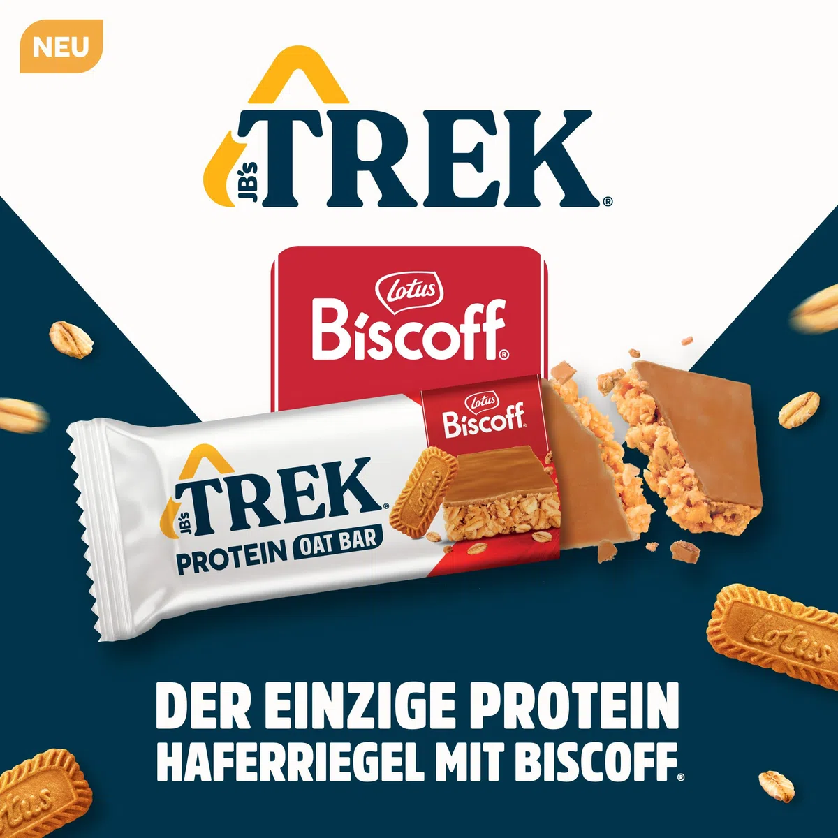 JB's TREK Protein Haferriegel | Biscoff | Pflanzliches Protein | Vegan | 16 x 50g Riegel | 800g