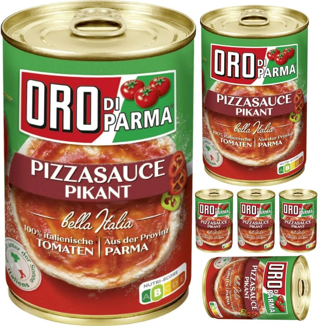 Mit Pufai Grocery, Oro di Parma Pizzasauce pikant Pizzaboden Soße Sauce Pizza Soße 400 gramm x 6 STÜCK