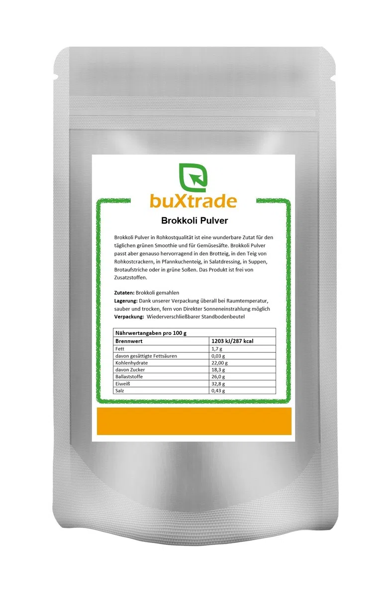 10 x 500 g Brokkoli Pulver | Rohkostqualität | Smoothie | Gemüsesaft |Broccoli Powder | Buxtrade 5kg