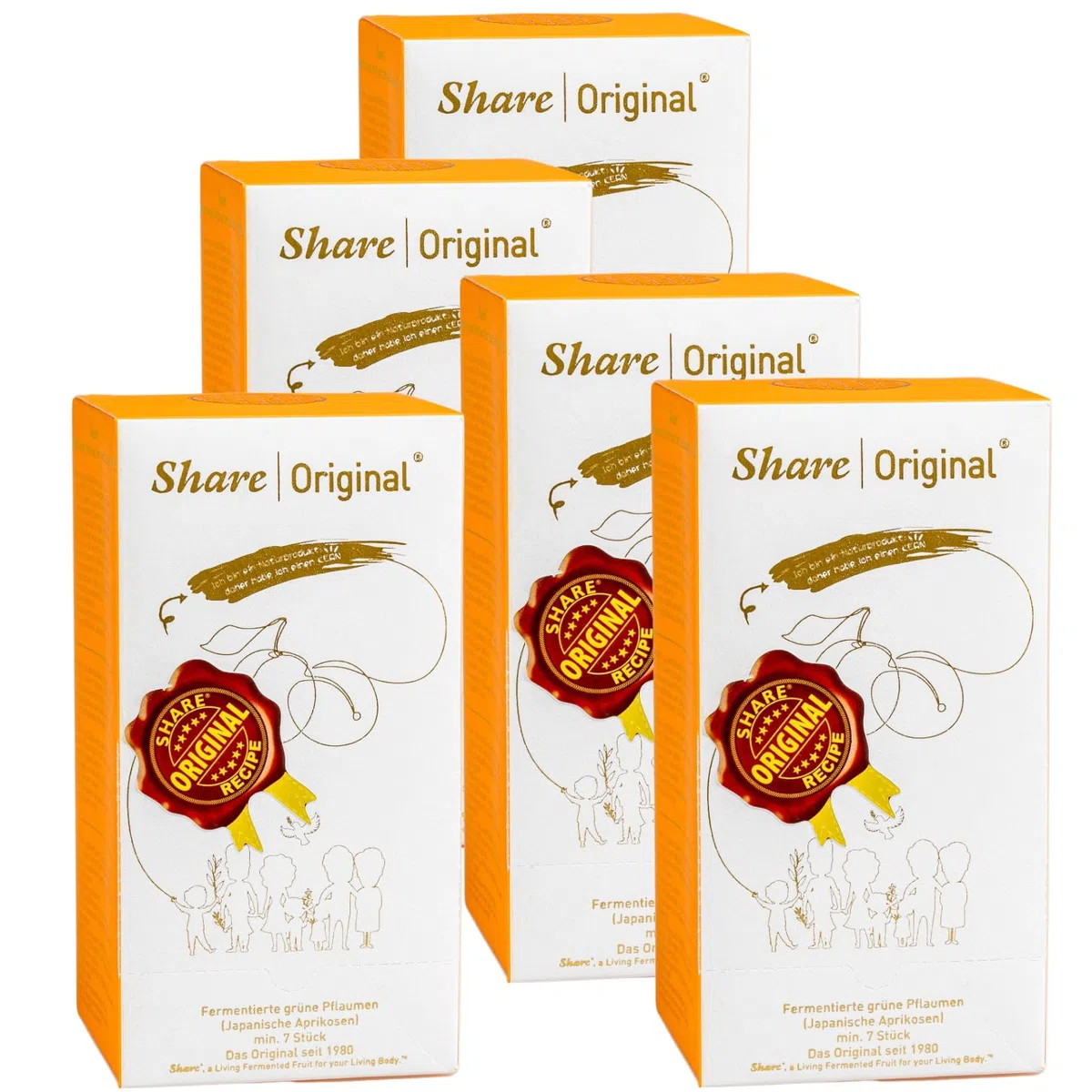 Special Edition inkl. Share®Swiss Hollywood Tasche | 5x Share Original fermentierte Pflaume jap. Aprikose 7 Stück - grüne Pflaume fermentiert 110g grüne Pflaumen/japanischen Aprikosen