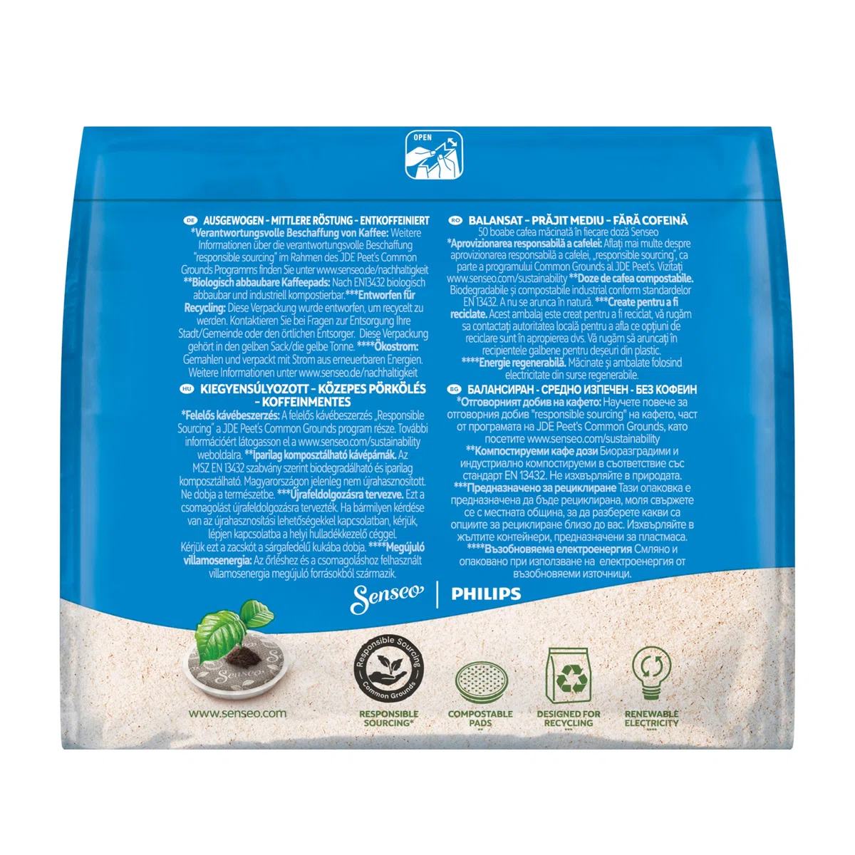 Senseo Pads Decaf Enkoffeiniert, 5 x 16 Getränke, 80 Kaffeepads