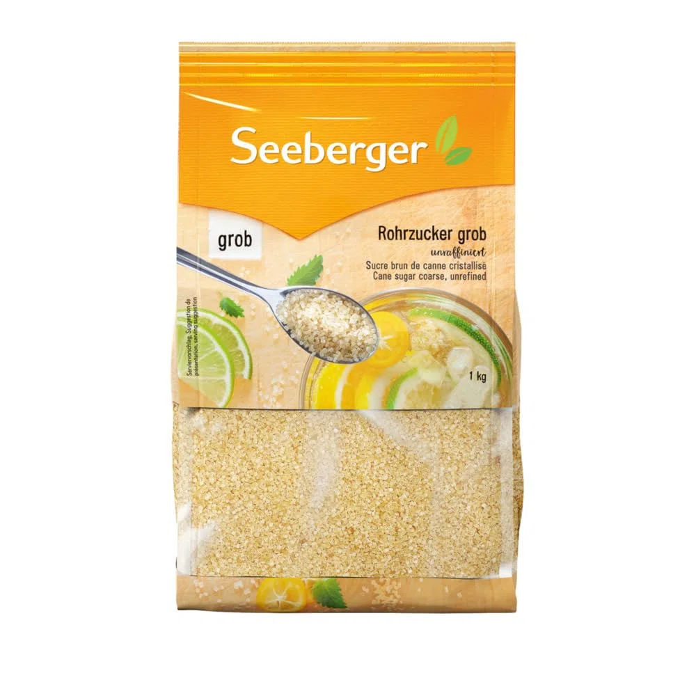 Seeberger Rohrzucker grob 5er Pack: Vollrohrzucker besonders aromatisch - ideal für Cocktails und zum Backen - grob - unraffiniert, vegan (5 x 1 kg)