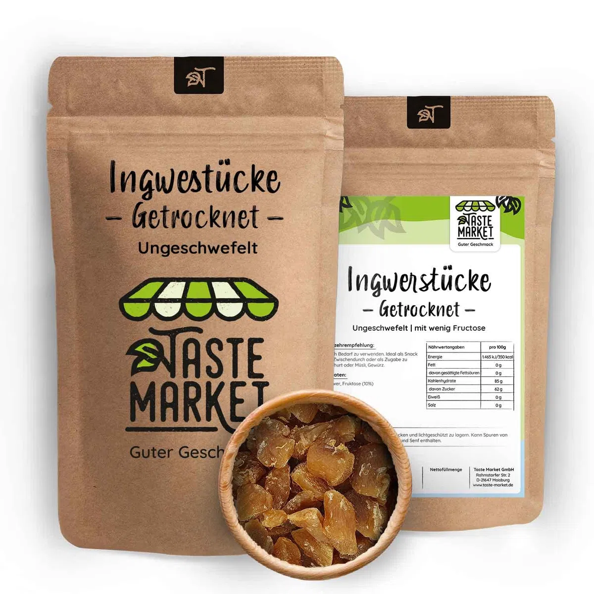 1 kg Ingwerstücke | getrocknet | unbehandelt | scharf | Ingwer Stücke