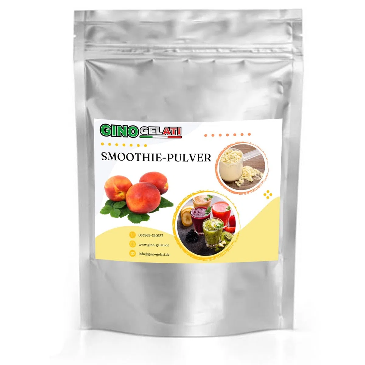 Gino Gelati Smoothie Pulver mit fruchtigem Geschmack, verschiedene Sorten und Größen verfügbar, schnelle und einfache Zubereitung, Made in Germany, Vegan (10 Kg, Nektarine)