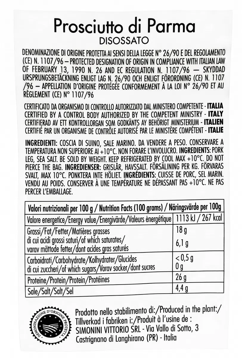 "Benedicto" - Prosciutto di Parma DOP - 36 Monate - Scheibe "Cuore" - selected by PARMAshop (2,3 Kg)