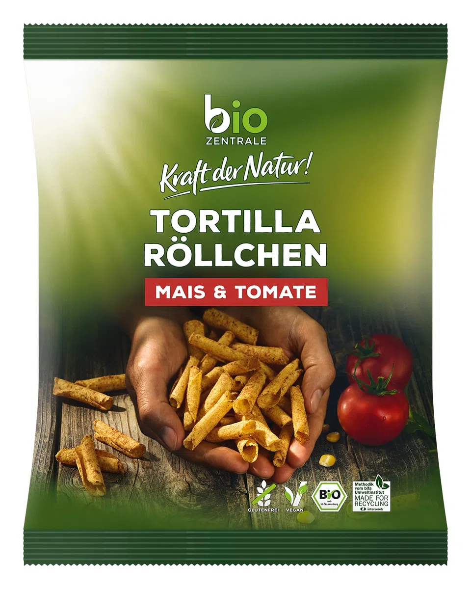 biozentrale Tortilla Röllchen Chips | 12 x 125 g Chips Bio und leckere Tortilla Rolls | Ideal für Salsa Dip & Tortilla Dip | Alternative zu Paprika Chips & Nachos
