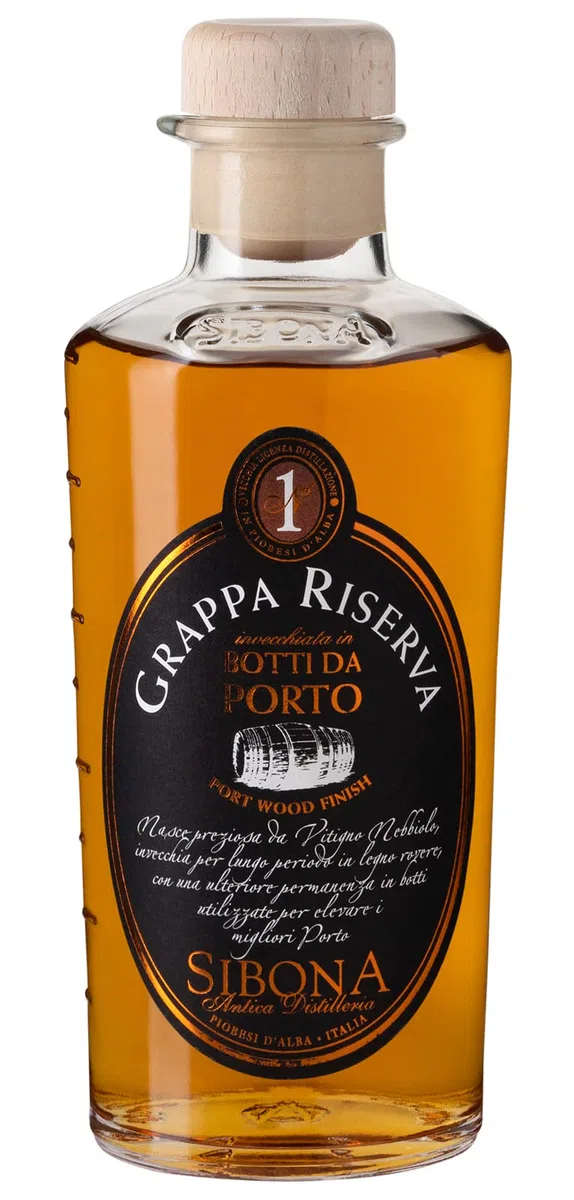 Nº1 SIBONA Grappa Riserva Botti da Porto 40% vol. (1 x 0,5l) – Einzigartiger Grappa aus Italien im Port-Fass gereift