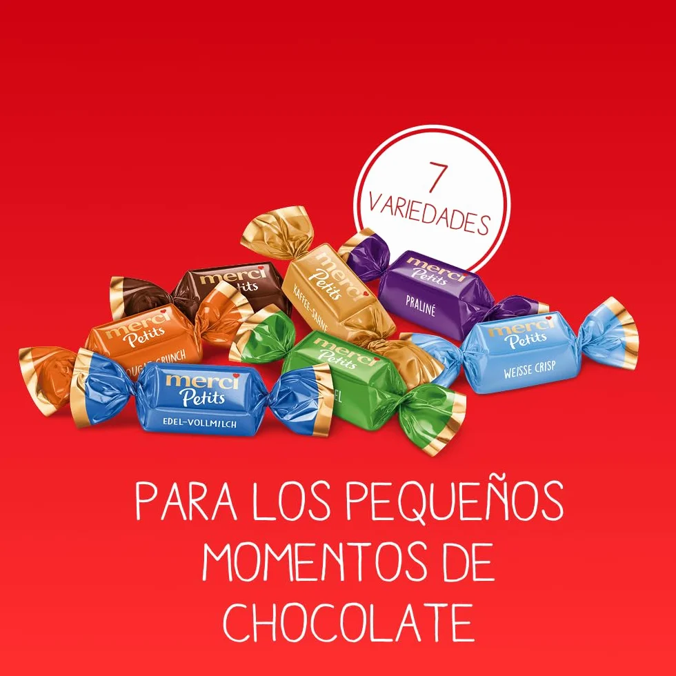 merci Petits Chocolate Collection in der Runddose – Feine Pralinen in 7 köstlichen Sorten - kleines Dankeschön für jedermann – (1 x 1kggeschenkdose)