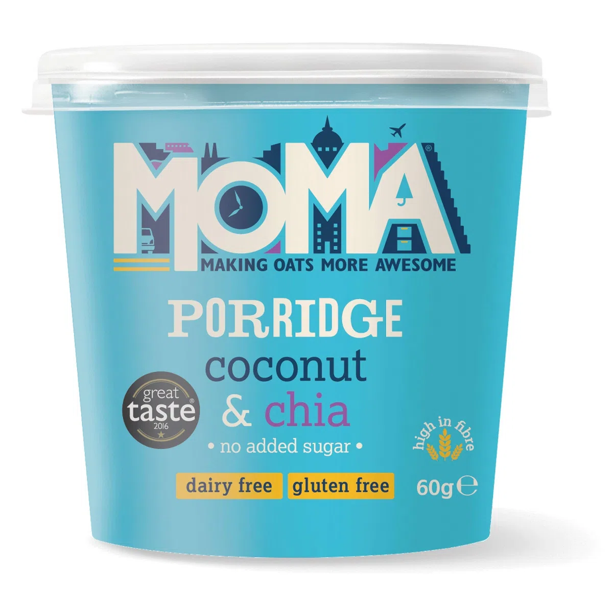 MOMA Gluten- und milchfreie Kokosnuss- und Chia-Haferbrei-Topf 12x60g
