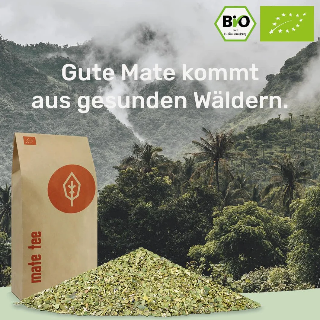 Bio Mate Tee 1Kg Mateblätter pur frisch & grün fair, ökologisch & luftgetrocknet organic Yerba Mate kontrolliert, zertifiziert & abgefüllt in Deutschland