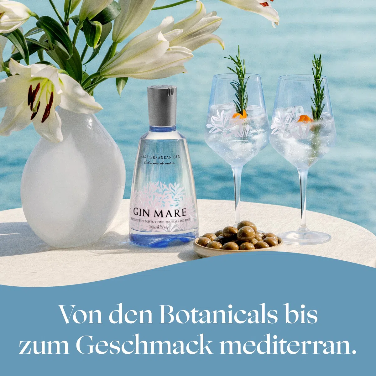 Gin Mare - Der mediterrane Gin - Geschenkempfehlung - Würzig-aromatisch inspiriert von der einzigartigen Geschmackswelt der Mittelmeerregion - 0.7L/42.7% Vol.