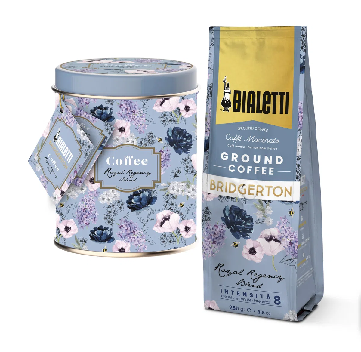 Bialetti gemahlener Kaffee Bridgerton, Dose + Beutel 250 g, Royal Regency-Geschmack