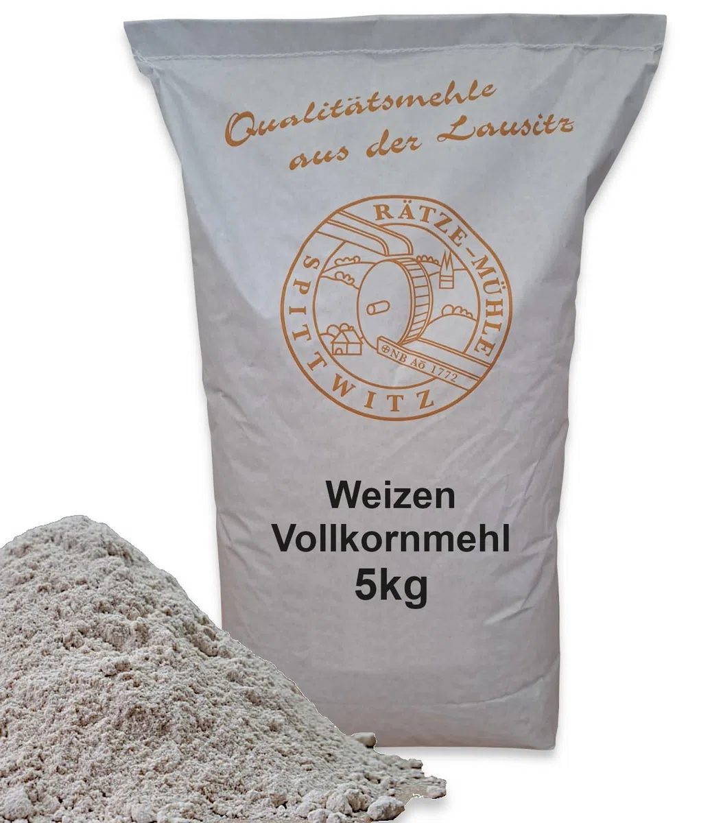 Weizenvollkornmehl 5kg frisch aus der Rätze-Mühle in bester Qualität 100% regional und naturbelassen (5 kg)