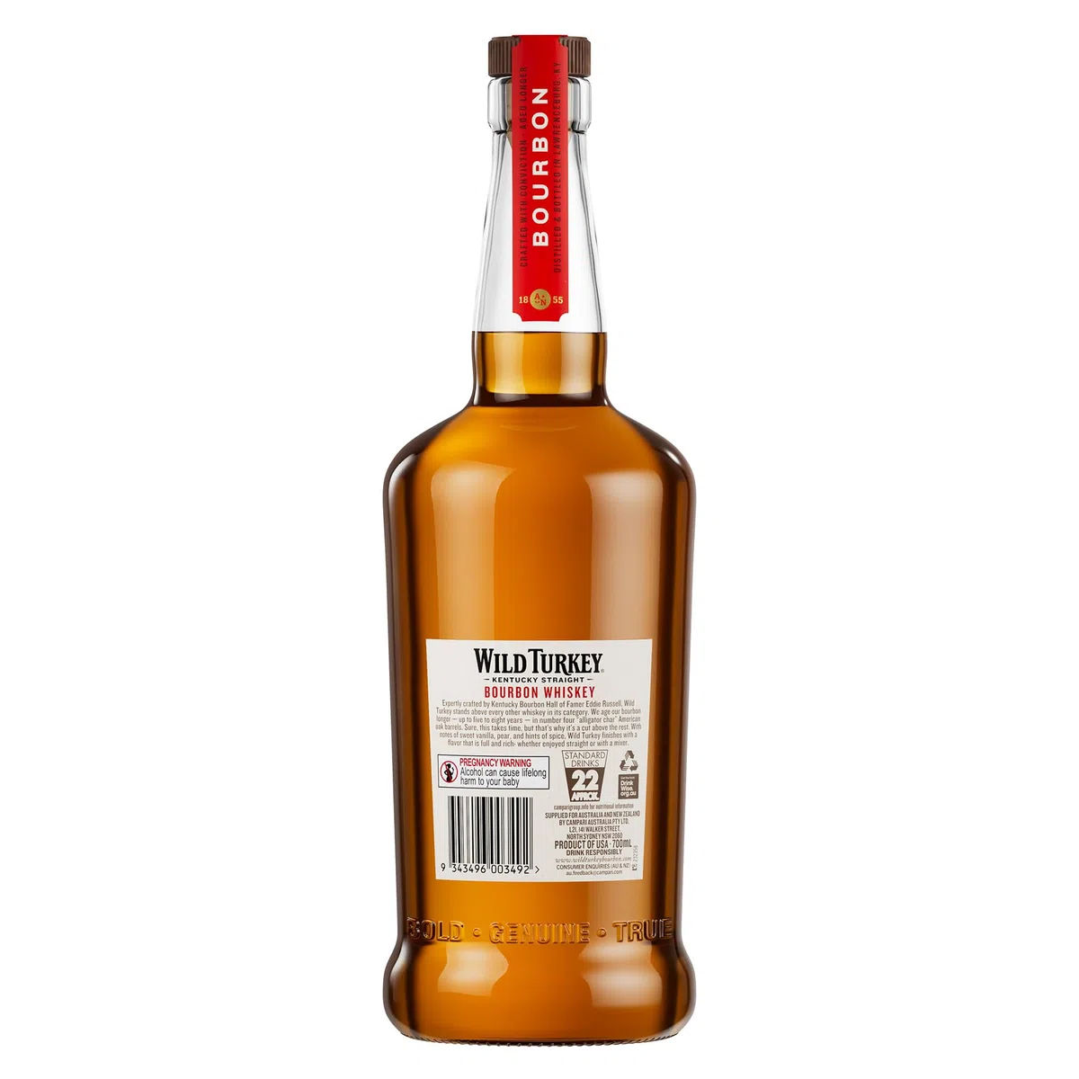 Wild Turkey Kentucky Straight Bourbon Whiskey - charaktervoller Whiskey - ideal für Cocktails - 40,5% Vol. Alkohol - 1 x 0,7 l