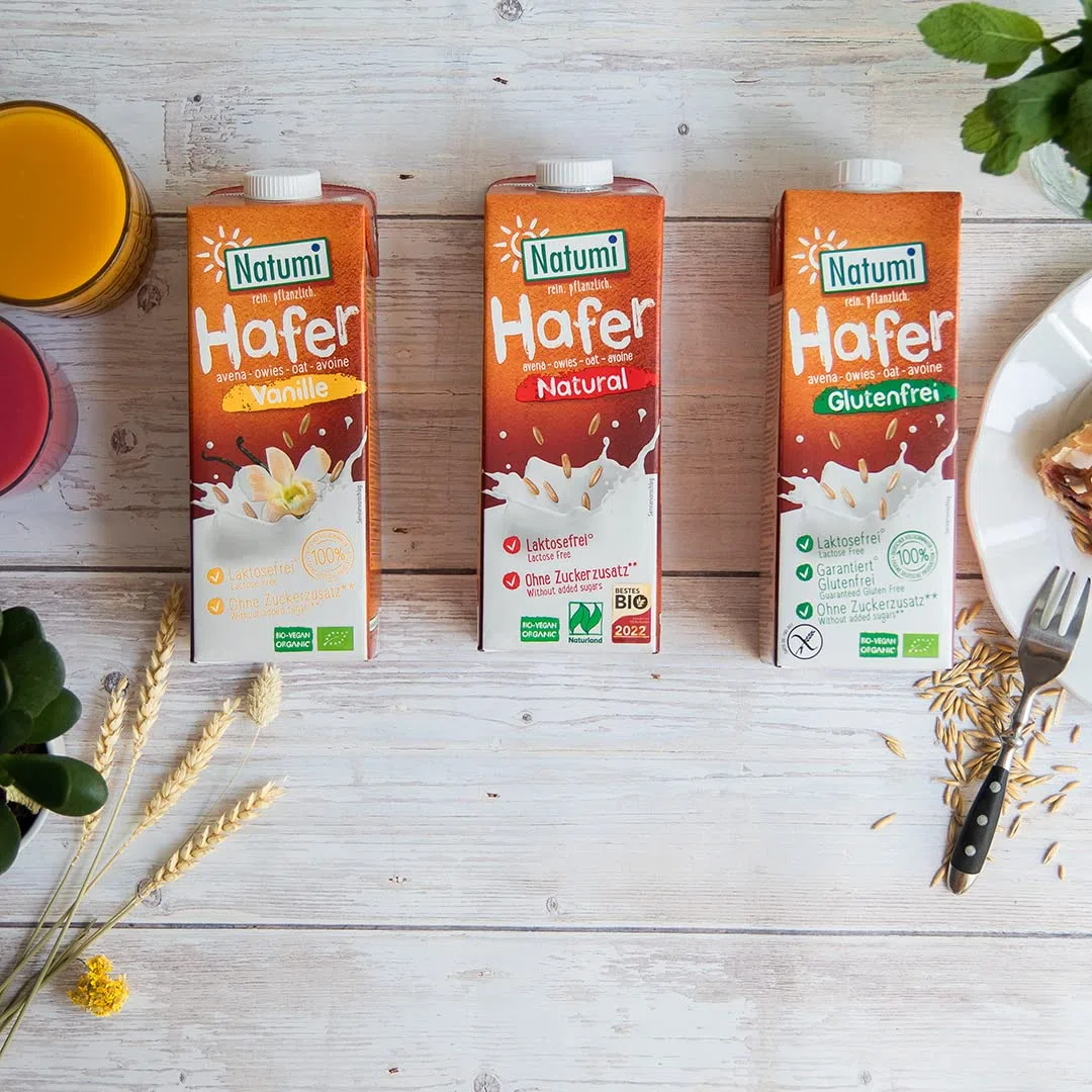 Natumi Bio Haferdrink Vanille, 8 x 1L – laktosefrei, ohne Zuckerzusatz, Bio, vegan, milchfreie Alternative