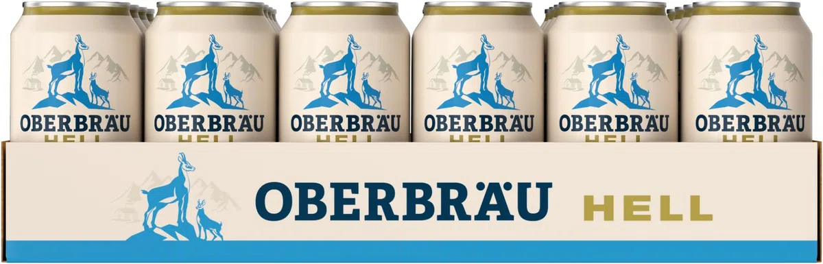 Oberbräu Hell, mild süffiges Helles Bier aus Bayern, Dosenbier EINWEG (24 x 0.33 L)