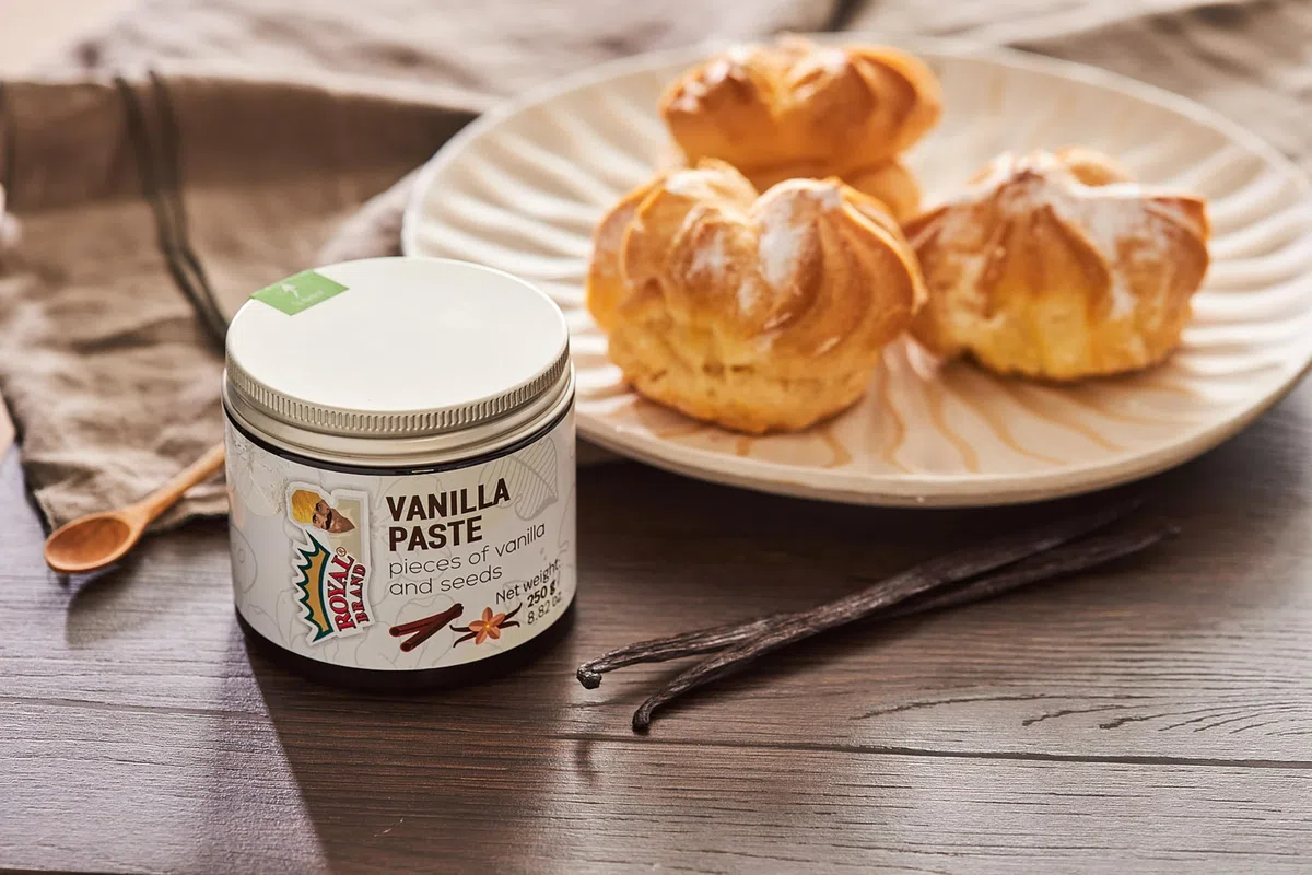 Royal Brand Vanilleschotenpaste Bourbon Vanille Paste 250 g Gourmet Vanille für Köche & Desserts Intensives Vanille Aroma ohne Konservierungsstoffe für köche Paste mit Bourbon-Vanilleextrakt