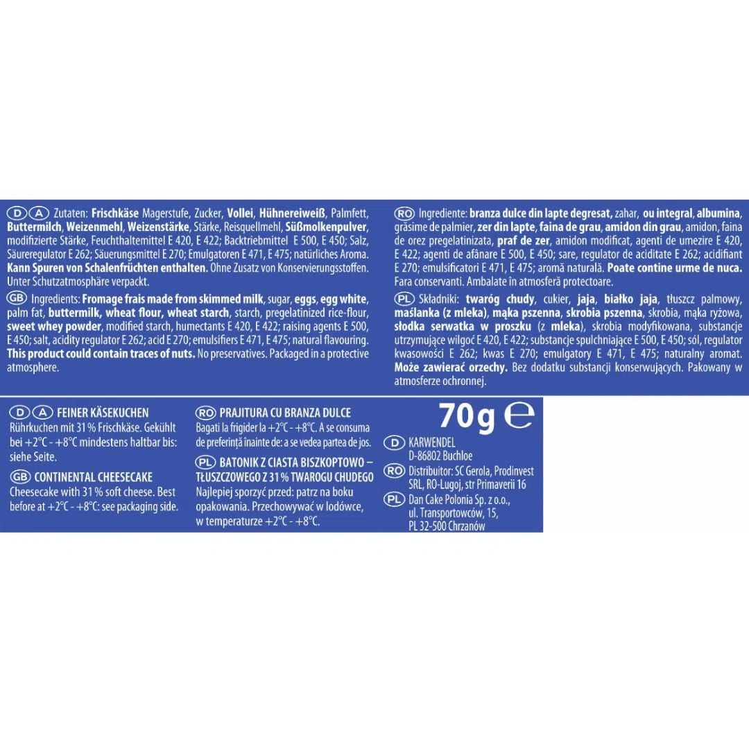 Exquisa Käsekuchen Snack 70 gramm X 10 STÜCK [Frischegarantie]