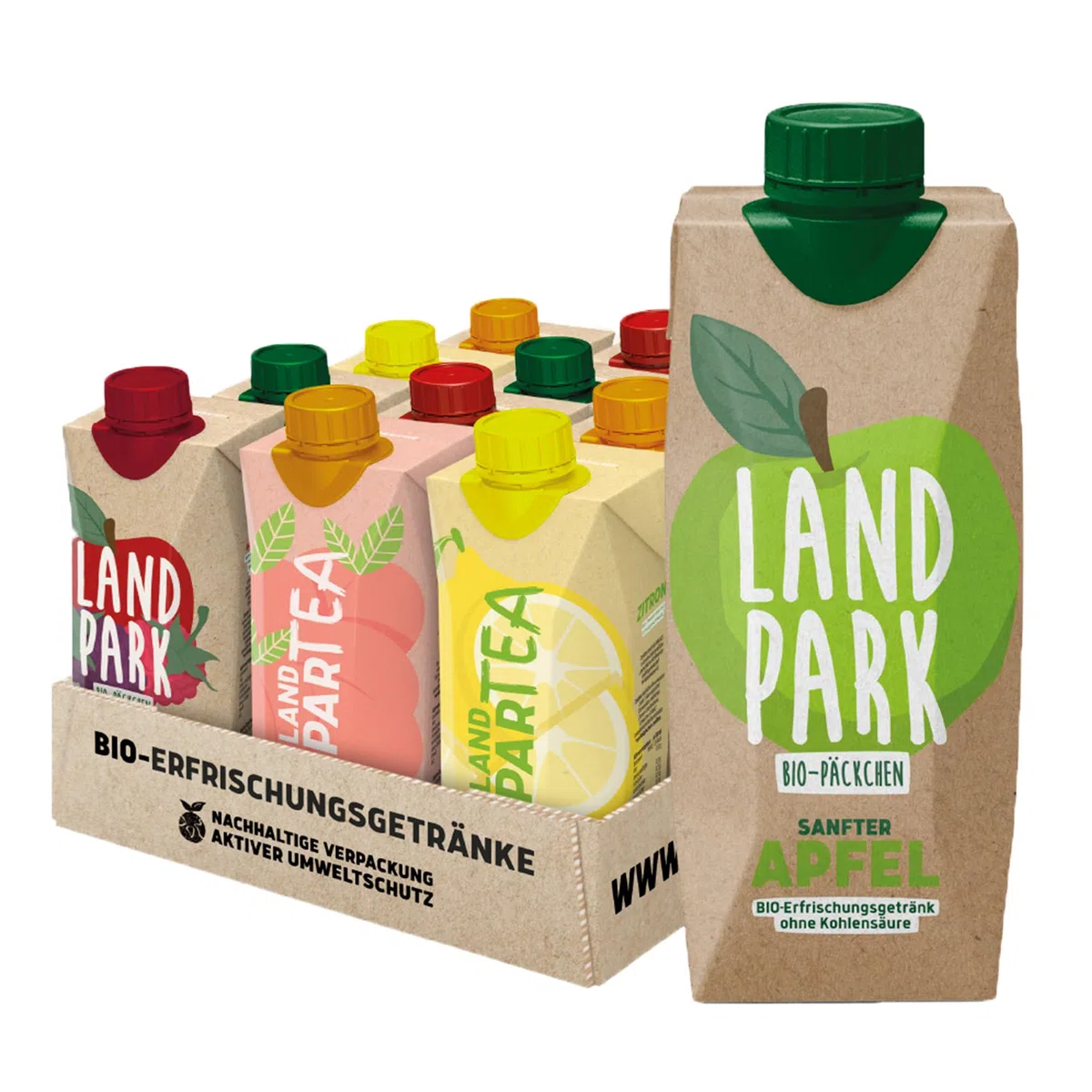Landpark MIX-Karton | Bio-Erfrischungsgetränke | 12 x 0,5 L im Tetra Pak | ohne Kohlensäure | To Go | Wasser mit Geschmack | pfandfrei