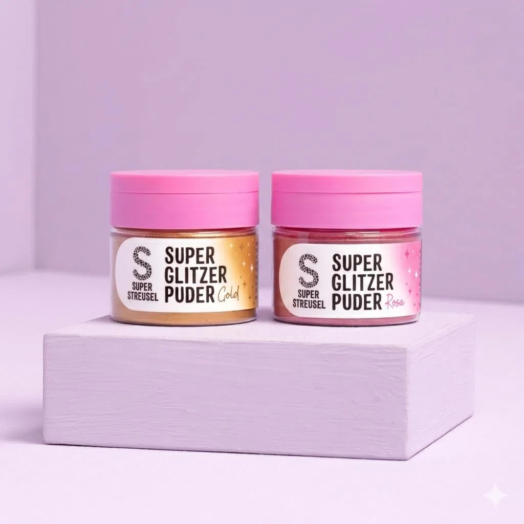Super Streusel SuperGlitzerPuder Gold und Rosa Bundle - essbarer Glitzer für Torten, Tortendeko Glitzerstaub für Sahne, Fondant & Backwerke