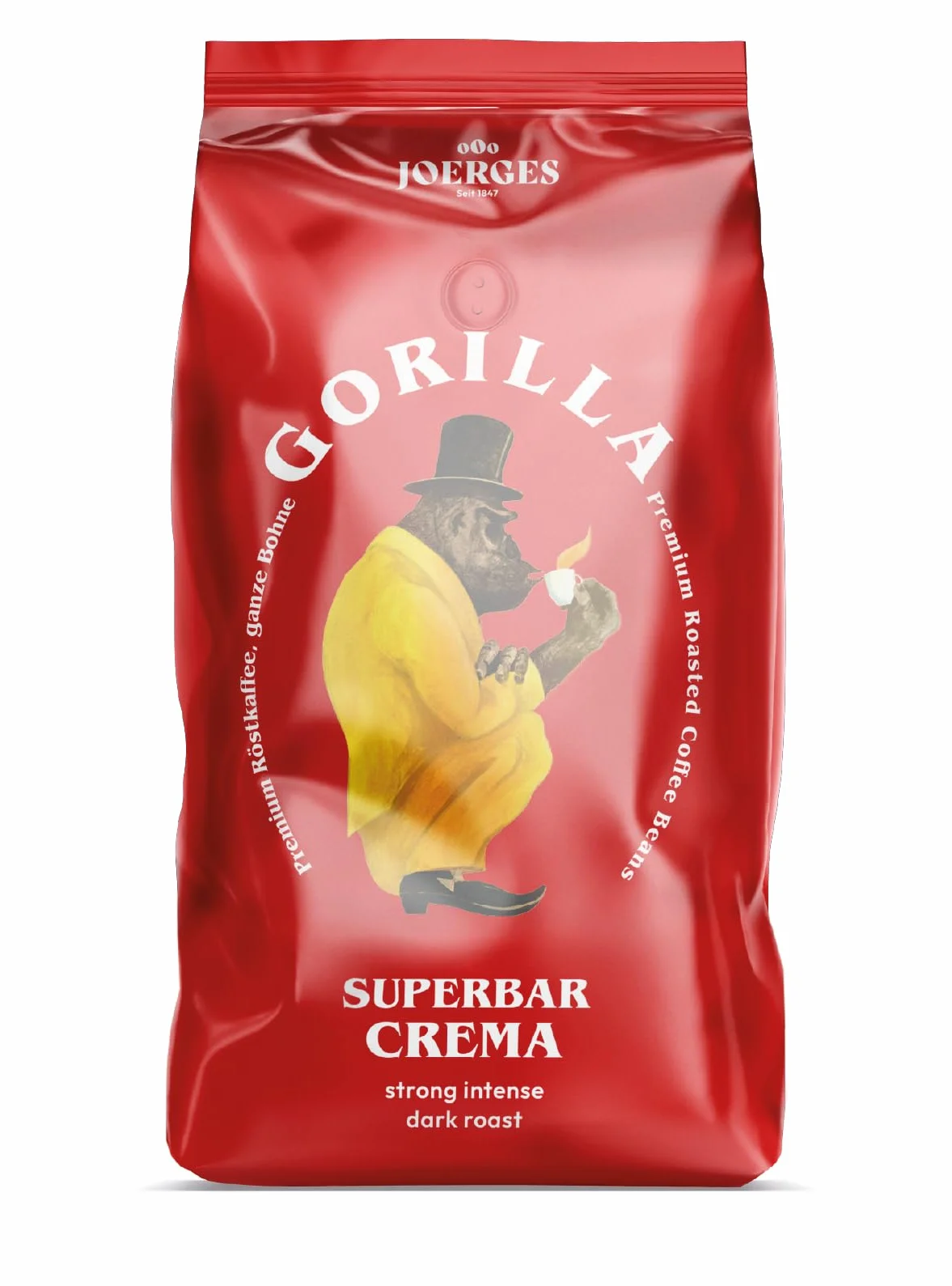 Joerges Gorilla Super Bar Crema Kaffeebohnen 1 kg Vollmundiger Geschmack, intensives Aroma in jeder Tasse