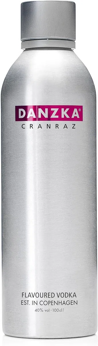 DANZKA Cranraz – 1 L Premium Vodka mit 40% vol. – Aluminiumflasche im Skandinavisches Design est. in Copenhagen