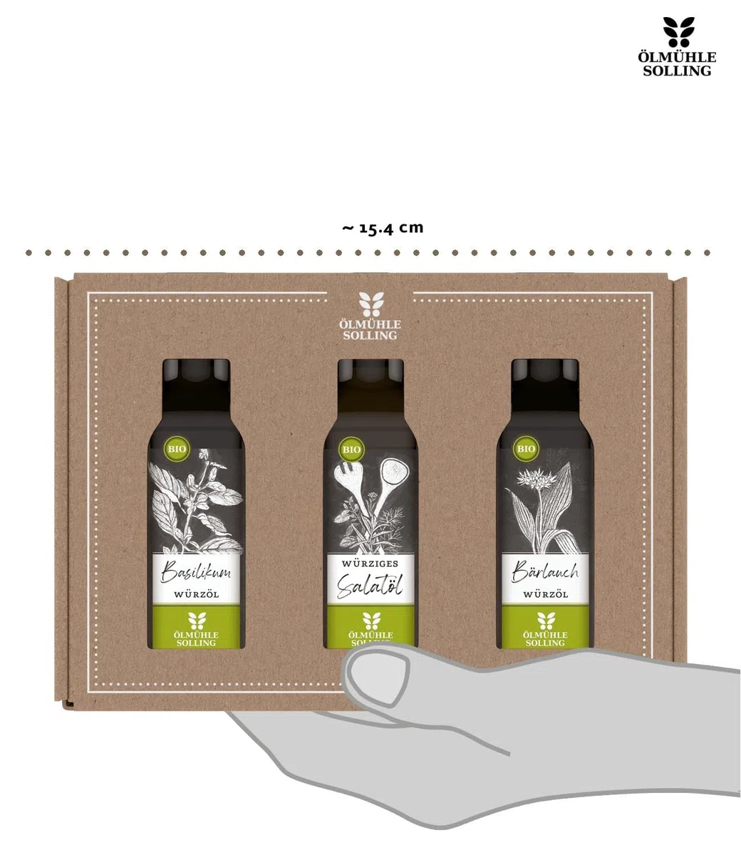 Ölmühle Solling Set Echt! Regionale Klassiker, bio, 3 x 100 ml Flaschen, Öle: Basilikumöl, Bärlauchöl, Suppengrünöl
