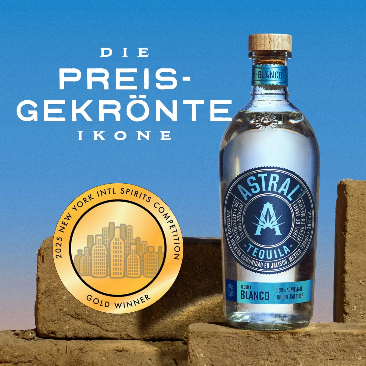 Astral Blanco Tequila | 38% Alkoholgehalt | Einzelflasche 700ml | 100% Blaue Agave