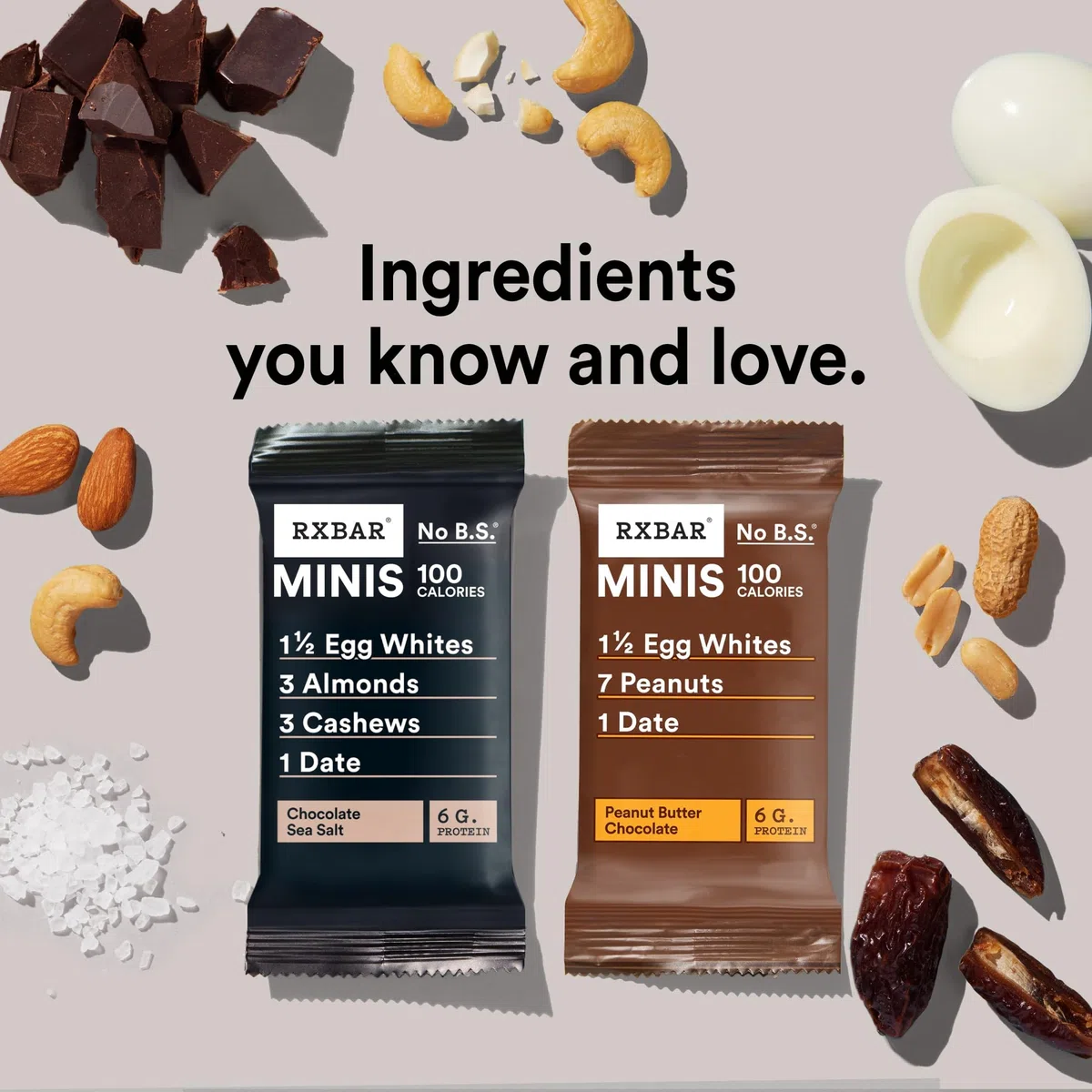 RXBAR Minis Proteinriegel, Sortimentspackung, 2 Geschmacksrichtungen, 208 ml Box (8 Stück)