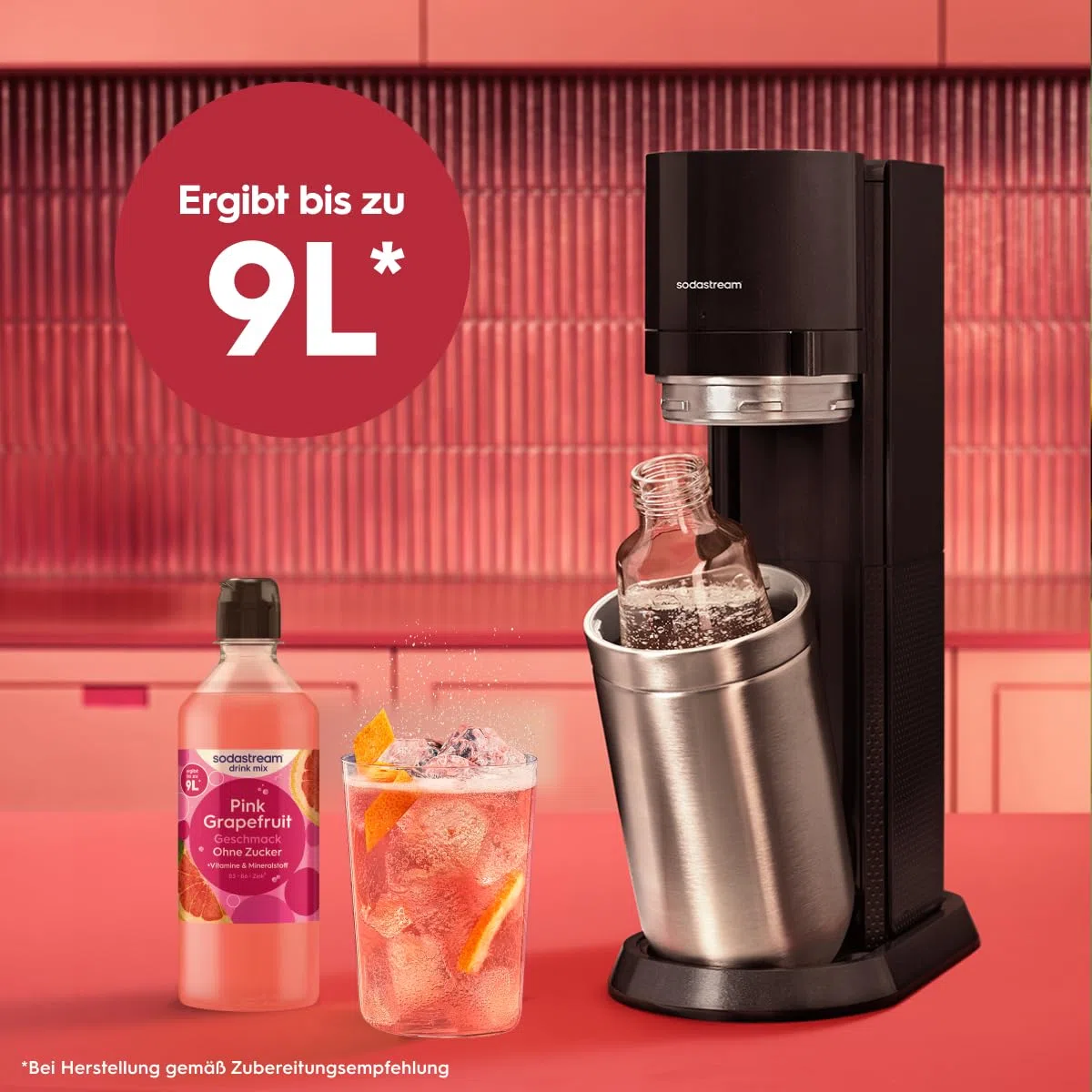 Sodastream drink mix Pink Grapefruit ohne Zucker – zuckerfreier Sirup für gesprudeltes & stilles Wasser, 4er Pack (4 x 440 ml), mit Vitamine & Mineralstoff, ergibt bis zu 9L Fertiggetränk